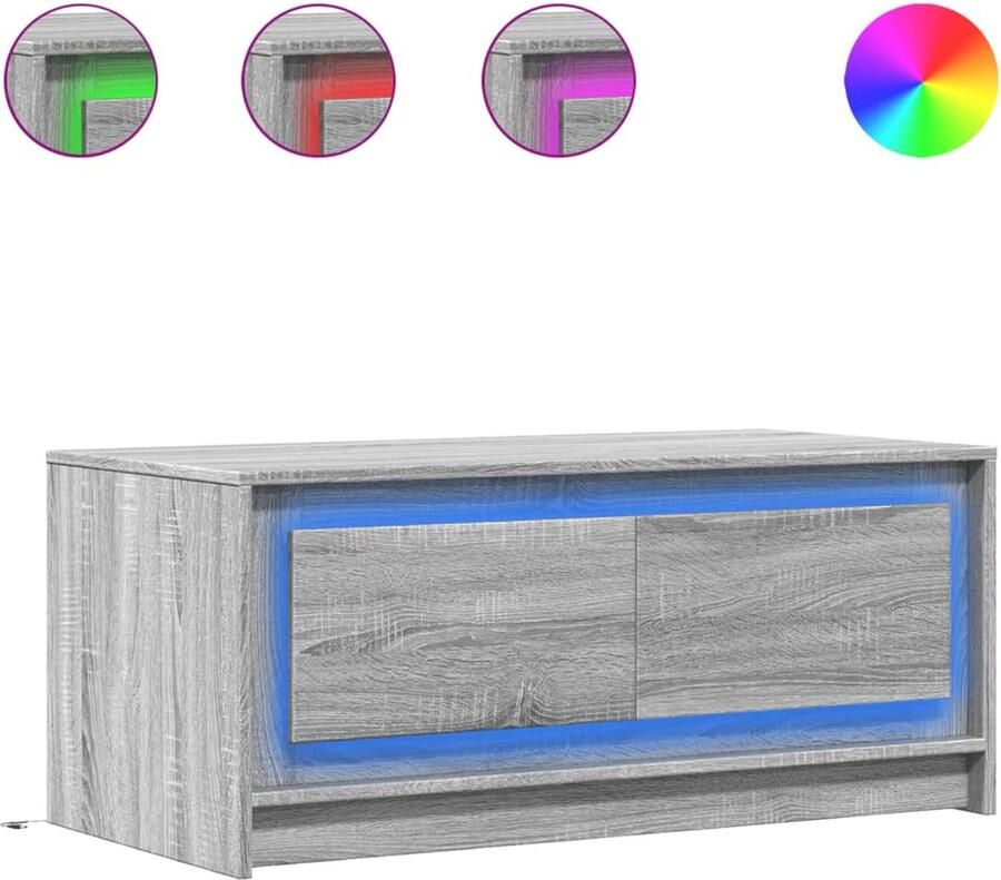 VidaXL Salontafel met LED-verlichting bewerkt hout grijs sonoma eiken