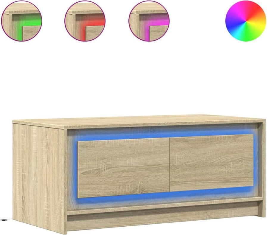VidaXL Salontafel met LED-verlichting bewerkt hout sonoma eikenkleurig