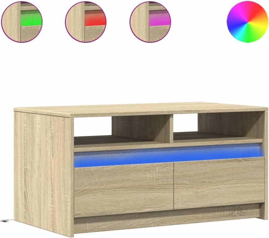 VidaXL Salontafel met LED-verlichting bewerkt hout sonoma eikenkleurig