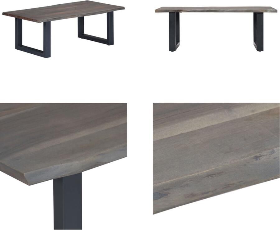 VidaXL Salontafel met natuurlijke randen 115x60x40 cm acaciahout grijs Salontafel Salontafels Woonkamertafel Woonkamertafels