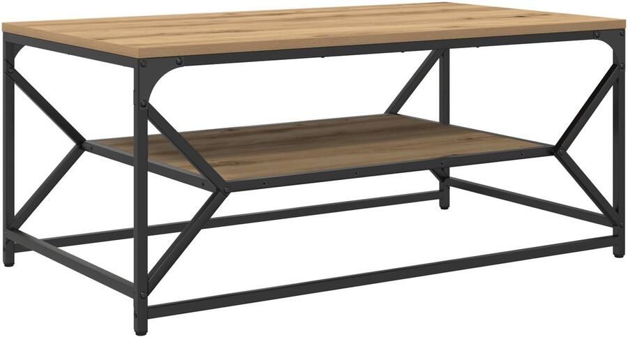 VidaXL Salontafel met Plank – Artisan Eiken 90x50x40 cm Gemaakt van Geschikt Hout - Foto 2