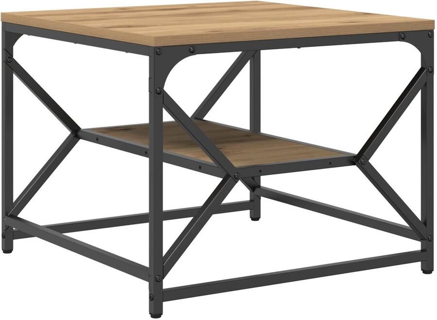 VidaXL Salontafel met Plank Artisan Eiken 51x50x40 cm Gemaakt van Gelaagd Hout - Foto 2