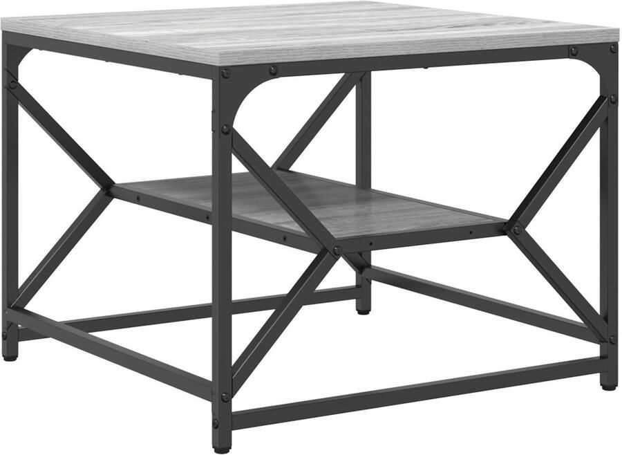 VidaXL Salontafel met Plank Grijs Sonoma 51x50x40 cm Gemaakt van Gelaagd Hout - Foto 3