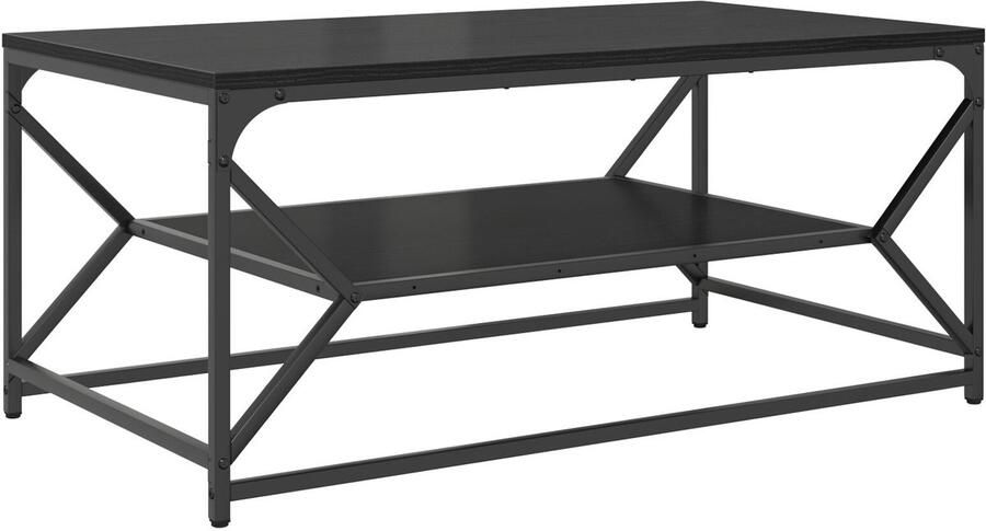 VidaXL Salontafel Zwart eiken 90 x 50 x 40 cm Engineered hout en staal - Foto 2