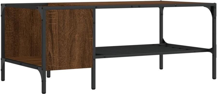 VidaXL Salontafel Salontafels Bijzettafel Tafeltje Salontafel met rek 100x51x40 cm bewerkt hout bruin eikenkleur