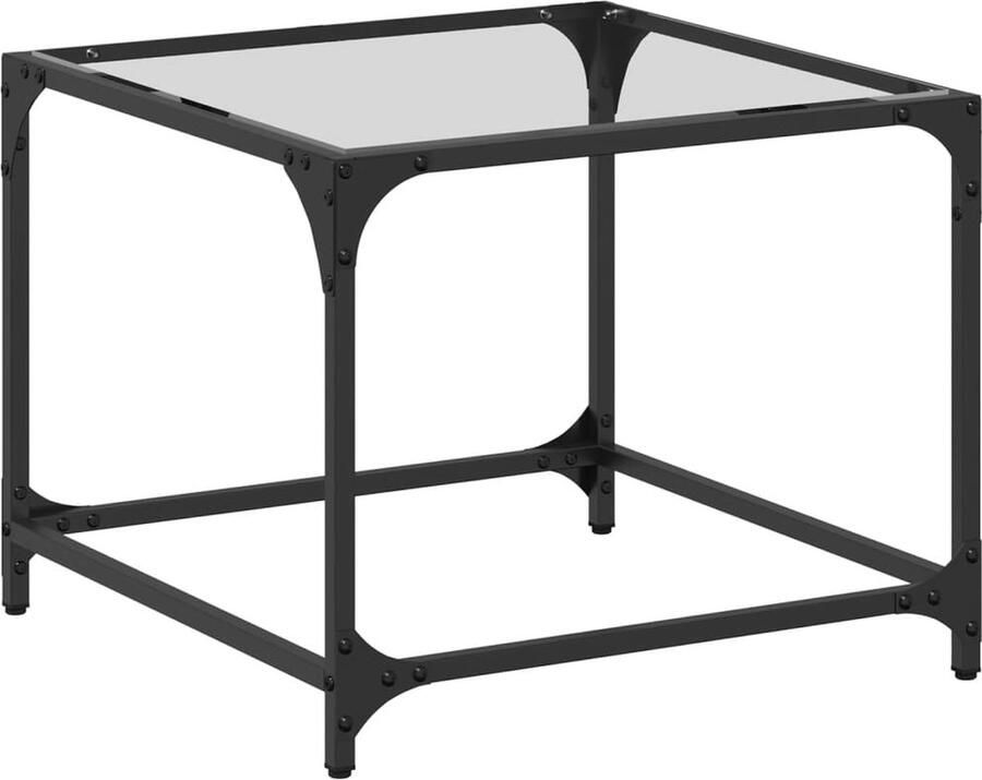VidaXL Salontafel met transparant glazen blad 50x50x40 cm staal