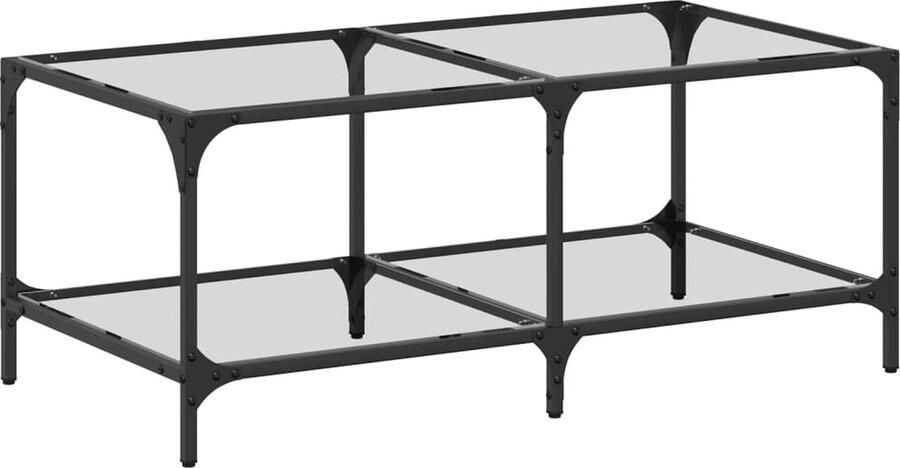 VidaXL Salontafel met transparant glazen blad 98 5x50x40 cm staal