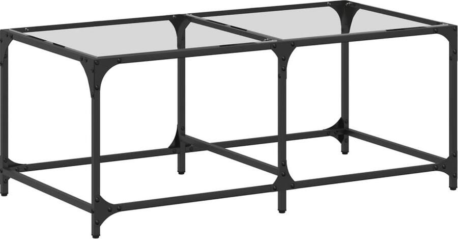 The Living Store Salontafel met transparant glazen blad 98 5x50x40 cm staal Salontafel Glas Tafels Houten Meubilair Living Room Furniture Modernt Meubilair