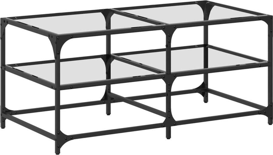 VidaXL Salontafel met transparant glazen blad 98 5x50x45 cm staal Salontafel Salontafels Bijzettafel Banktafel