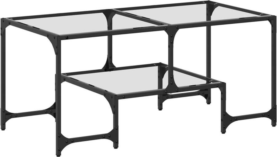 VidaXL Salontafel met transparant glazen blad 98 5x50x45 cm staal Salontafel Salontafels Bijzettafel Banktafel