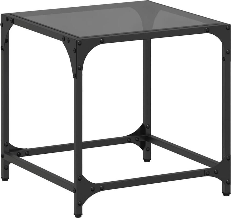 VidaXL Salontafel met zwart glazen blad 40x40x40 cm staal Salontafel Zwarte Salontafel Houten Salontafel Design Salontafel Vierkante Salontafel