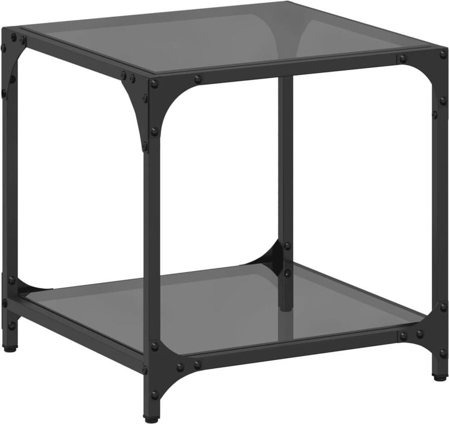 VidaXL Salontafel met zwart glazen blad 40x40x40 cm staal Salontafel Koffietafel Houten Salontafel Zwarte Salontafel Design Salontafel