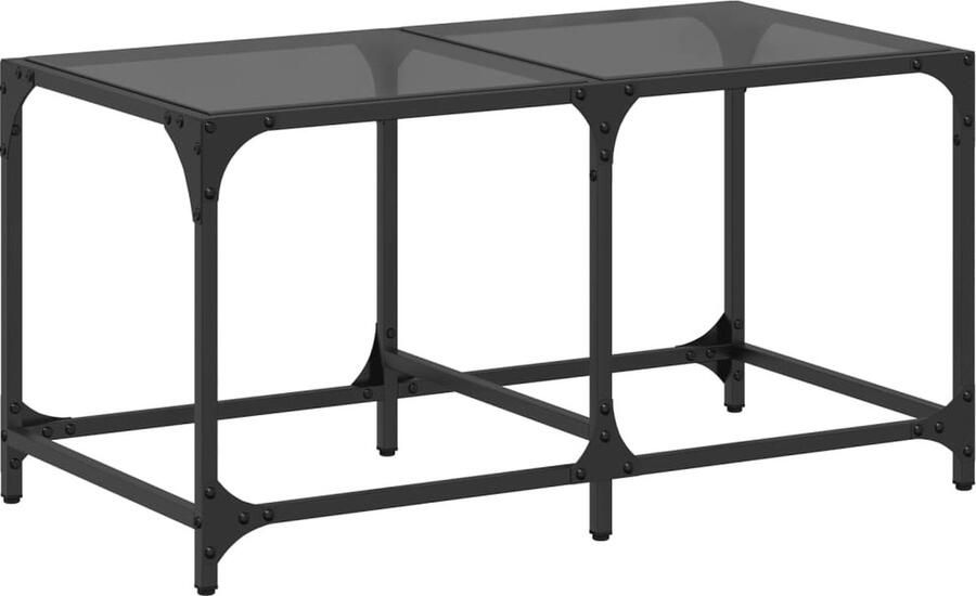 VidaXL Salontafel met zwart glazen blad 78 5x40x40 cm staal Salontafel Koffietafel Houten Salontafel Zwarte Salontafel Industriële Salontafel