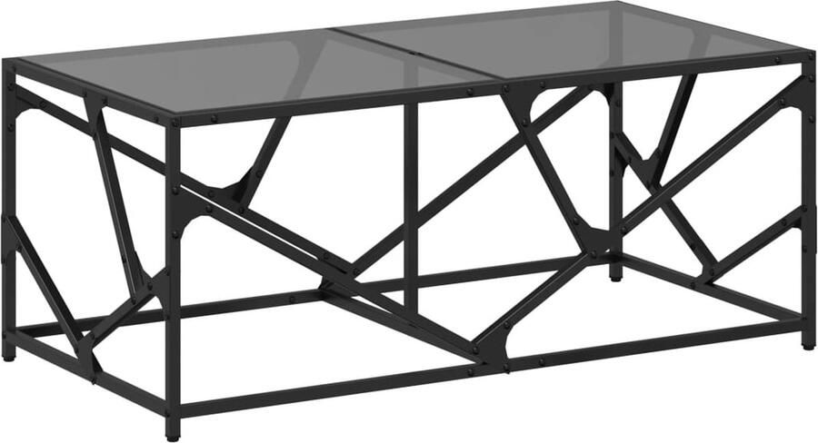 VidaXL Salontafel met zwart glazen blad 98 5x50x41 cm staal