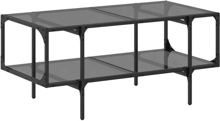 VidaXL Salontafel met zwart glazen blad 98 5x50x45 cm staal Salontafel Salontafels Bijzettafel Banktafel