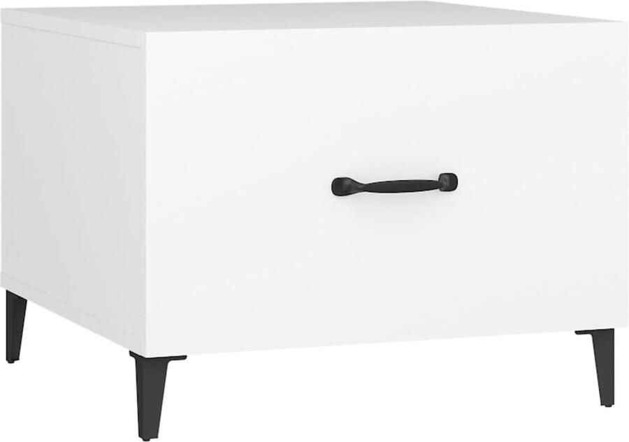 VidaXL Salontafel Metalen poten 50x50x40 cm Wit Salontafel Industriële Salontafel Houten Salontafel Witte Salontafel Kleine Salontafel Tv Tafeltje Bijzettafel
