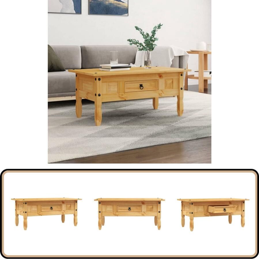 VidaXL Salontafel Mexicaans Grenenhout 100x55x44 cm Salontafel Corona Stijl Grenenhouten Salontafel Mexicaanse Salontafel Vintage Salontafel Landelijke Salontafel Bijzettafel Tv Tafellaar Koffietafel