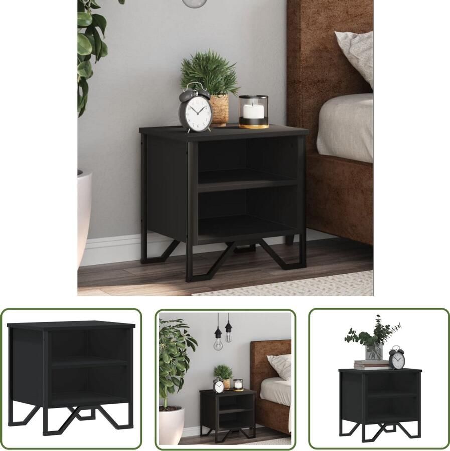 The Living Store Nachtkastje 40x30x40 cm spaanplaat zwart Nachtkastje Salontafel Kastje Zwarte Tafel Houten Tafel