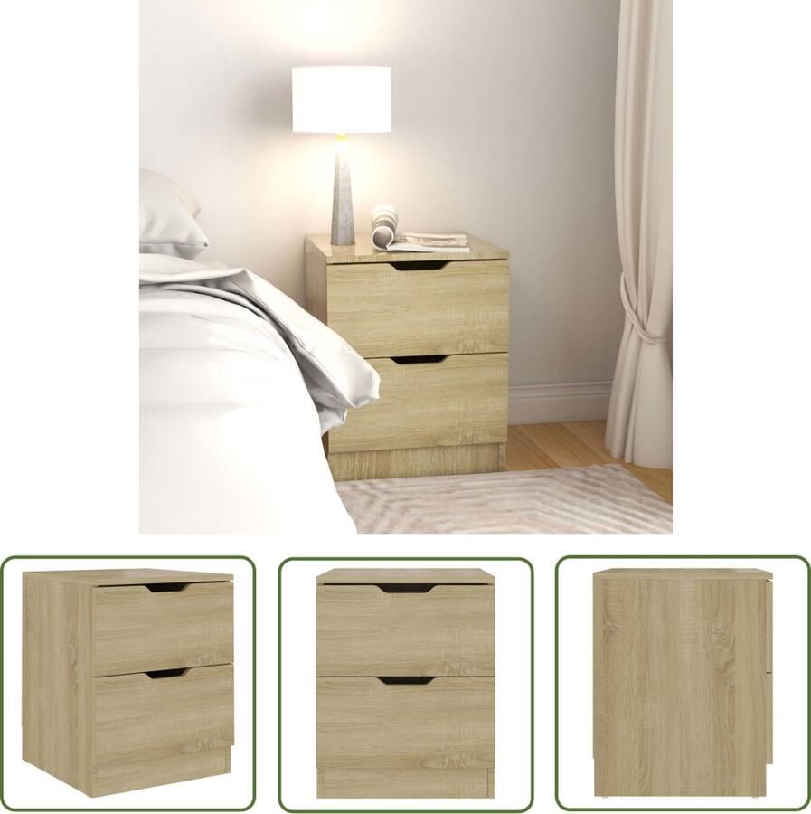 The Living Store Nachtkastje 40x40x50 cm bewerkt hout sonoma eikenkleurig Nachtkastje Salontafel Meubilair Houten Kast Bruine Kast - Foto 2