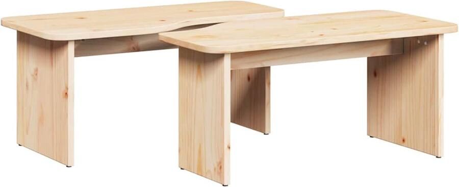 VidaXL Salontafel 2 pcs Naturel 79 x 39 5 x 40 cm Massief grenenhout - Foto 2