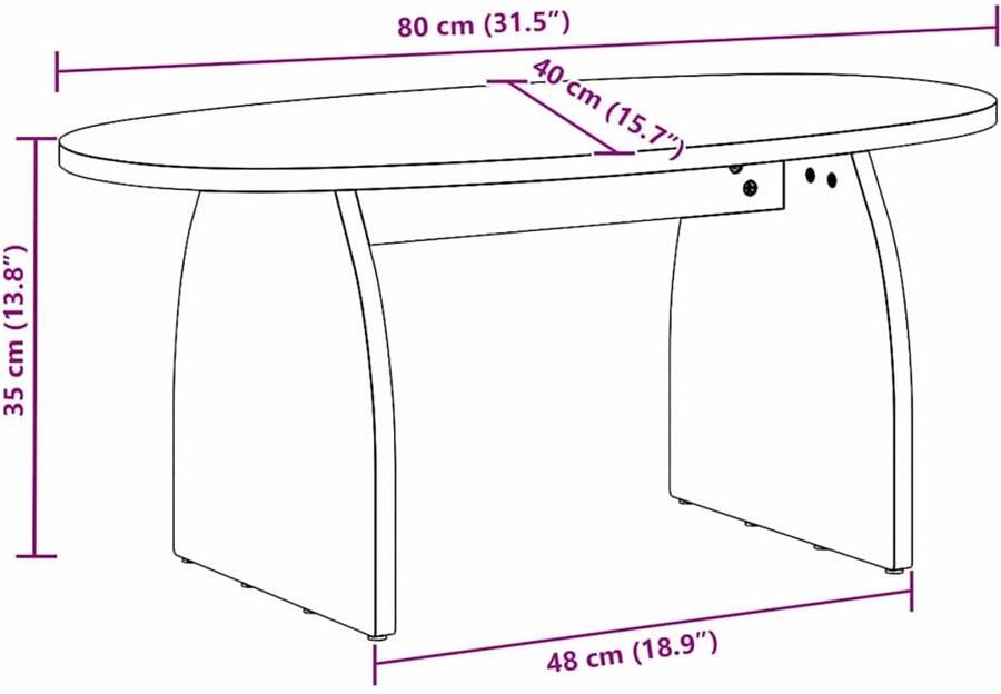 VidaXL Salontafel Natuurlijk 80 x 40 x 35 cm Massief grenenhout