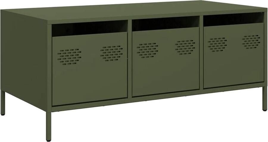 VidaXL Salontafel Olijfgroen Staal 101 5x50x43 5 cm Salontafel Salontafels Bijzettafel Banktafel