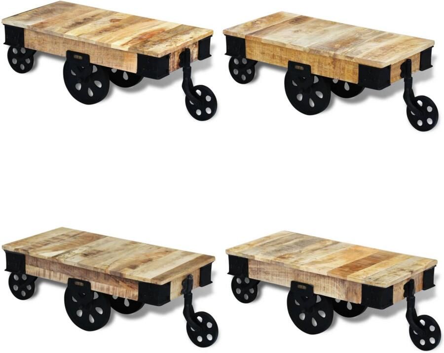 VidaXL Salontafel op wieltjes ruw mangohout Salontafel Salon Tafel Salon Tafels