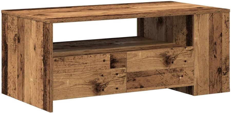 VidaXL Salontafel with Drawer Oud hout 102 x 55 x 43.5 cm Bewerkt hout