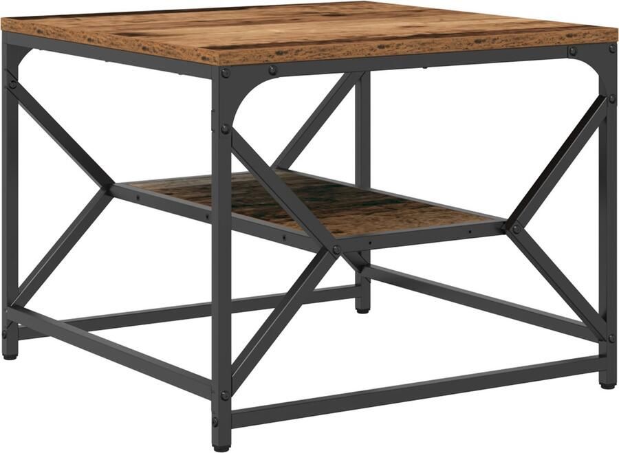 VidaXL Salontafel met Onderlegger Rustieke Houten Look 51x50x40 cm Gemaakt van Samengesteld Hout