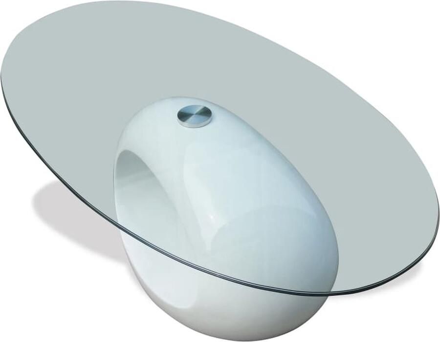 VidaXL Salontafel Ovaal Glas Hoogglans Wit Salontafel Koffietafel Tv-tafel Livingroom Furniture Meubilair