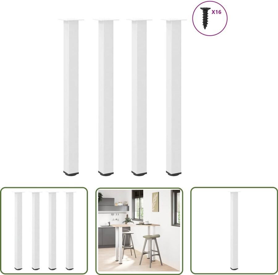 The Living Store Salontafelpoten 4 st 110-112 cm staal wit Salontafel Potten Salontafel Poten Wit Tafelpoten Modern Staal Tafelpoten Bestellen