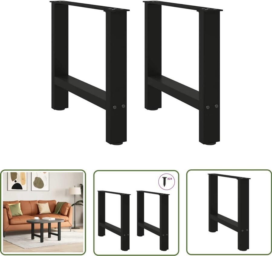The Living Store Salontafelpoten 2 st 60x(42-43) cm staal zwart Salontafel Potten Salontafel Poten Zwart Metalen Salontafel Poten Industriele Salontafel Poten Vintage Salontafel Poten
