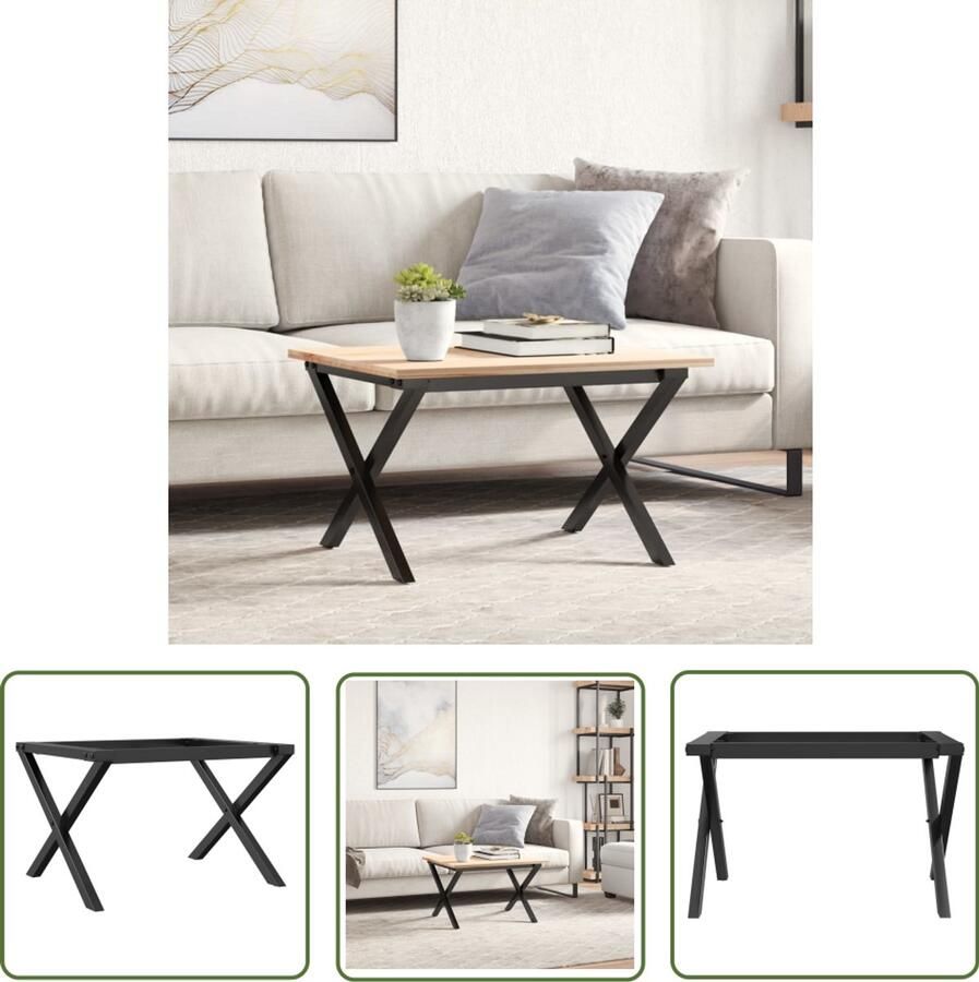 VidaXL Salontafel Poten Zwart Salontafel Potten Salontafelpoten X-frame 50x40x38 cm staal Gietijzeren Salontafel Poten Industriële Salontafel Poten Vintage Salontafel Poten