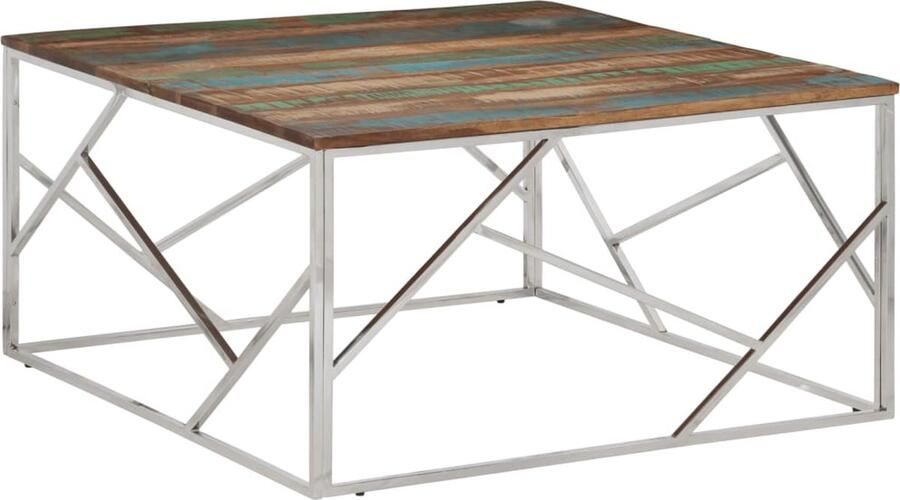VidaXL Salontafel van gerecycled hout en staal Bijzettafel Salontafel Houten Tafel Industrieel Meubilair Vintage Tafel Recycled Wood Furniture Metal Side Table - Foto 2