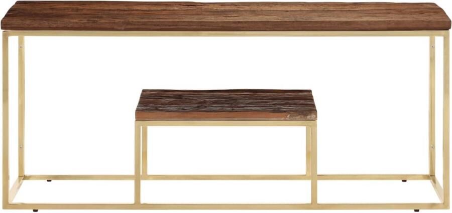VidaXL Salontafel roestvrij staal en massief hout goudkleurig Salontafel Houten Salontafel Gouden Salontafel Roestvrijstaalsalontafel Livingroomdecoratie