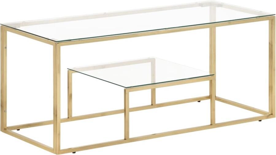 VidaXL -Salontafel-roestvrijstaal-en-gehard-glas-goudkleurig - Foto 5