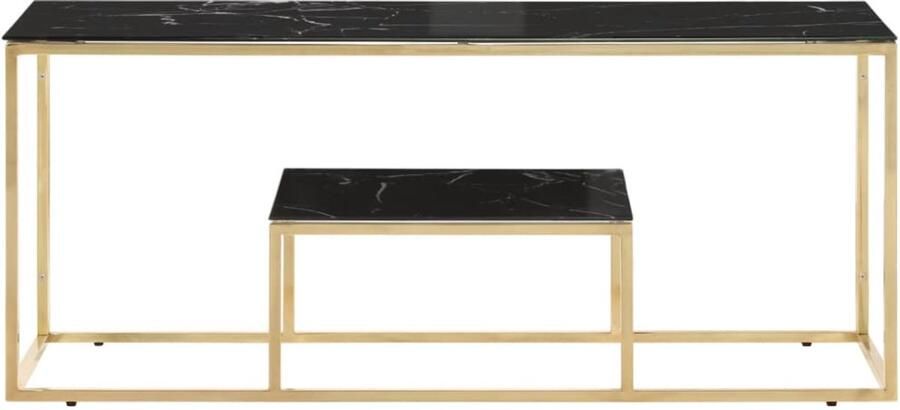 VidaXL Salontafel roestvrijstaal en gehard glas goudkleurig Salontafel Salontafels Bijzettafel Banktafel