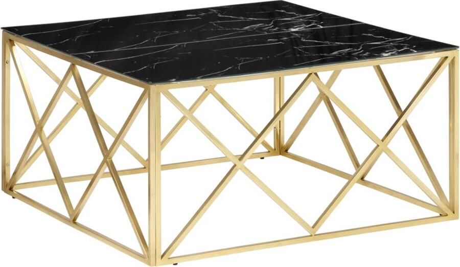 VidaXL Salontafel Roestvrijstaal Goud 100x100 cm Salontafel Salontafels Bijzettafel Banktafel