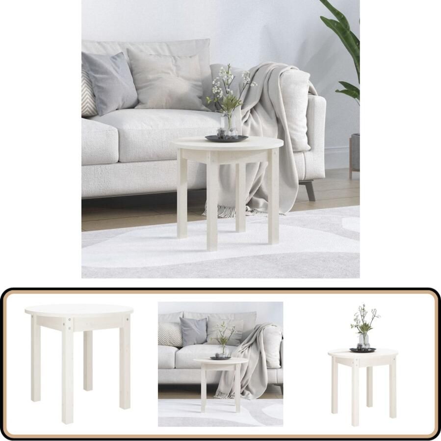 VidaXL Salontafel Rond 45x40 cm Massief Grenenhout Houten Salontafel Massief Hout Witte Salontafel Kleine Salontafel Ronde Salontafel Design Salontafel Living Room Furniture Interieurdecoratie