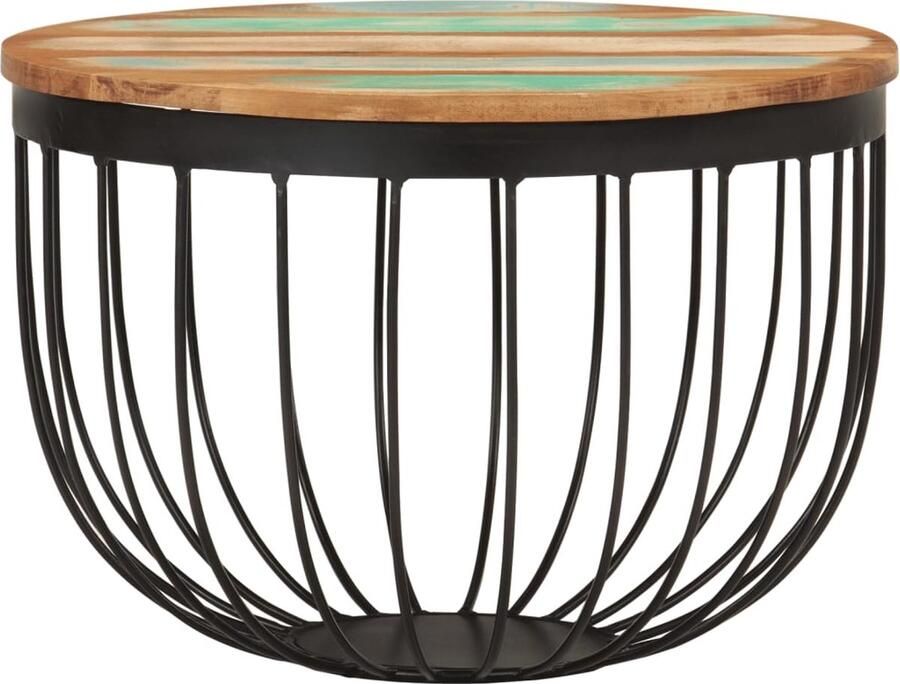 VidaXL Salontafel Rond 50x35 cm Gerecycled Hout Salontafel Houten Salontafel Vintage Salontafel Industriële Salontafel Kleine Salontafel