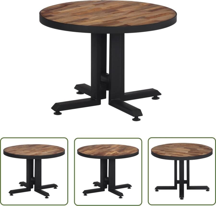 VidaXL -Salontafel-rond-Ø55x40-cm-massief-gerecycled-teakhout