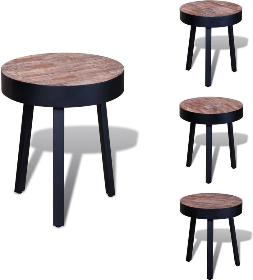 VidaXL Salontafel Salon Tafel Salon Tafels Bijzettafel rond gerecycled teakhout