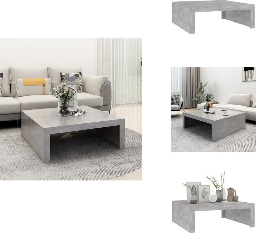 VidaXL Salontafel Salon Tafel Salon Tafels Salontafel 100x100x35 cm bewerkt hout betongrijs