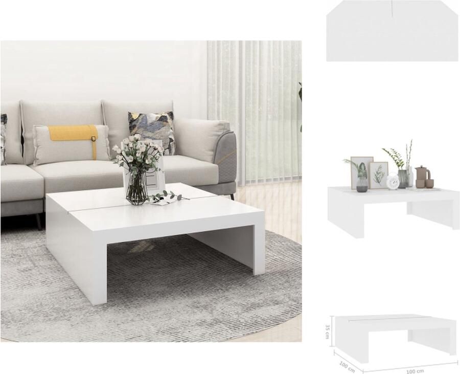 VidaXL Salontafel Salon Tafel Salon Tafels Salontafel 100x100x35 cm bewerkt hout wit