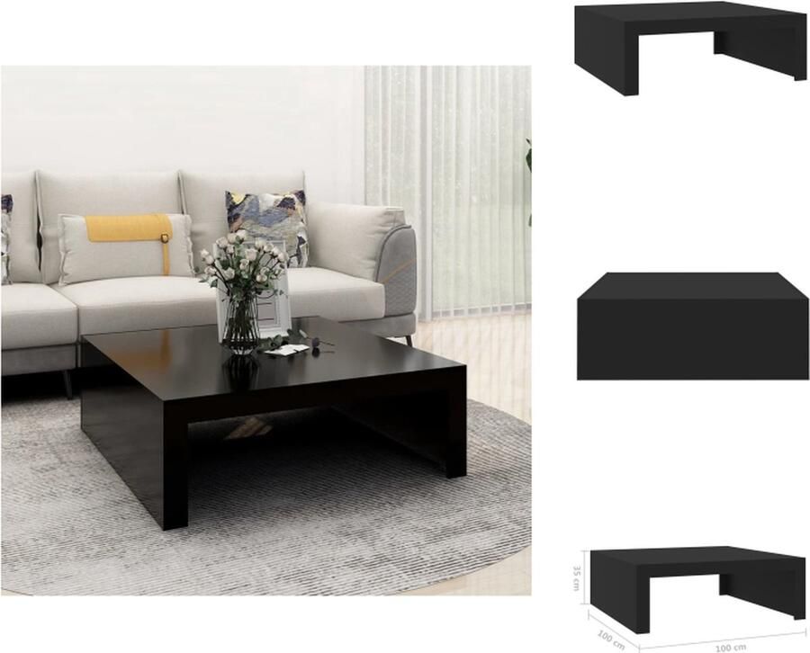 VidaXL Salontafel Eenvoudig Bijzettafel 100x100x35cm Kleur- Zwart Materiaal- Spaanplaat Tafel