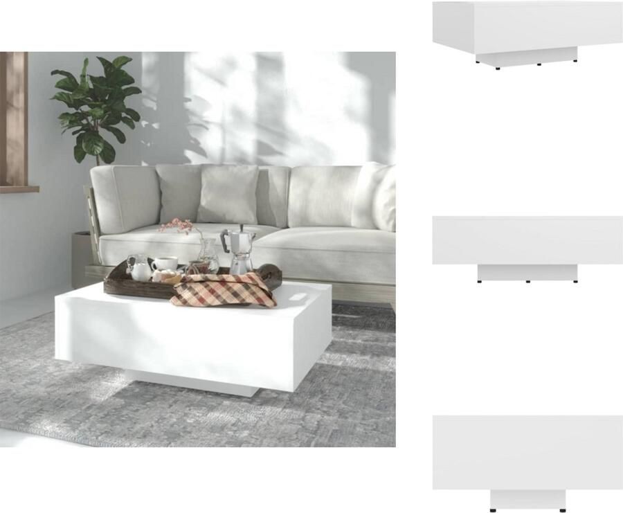 The Living Store Banktafel Wit 85 x 55 x 31 cm Bewerkt hout Salontafel Banktafel Houten Salontafel Wit Meubilair Bewerkt Hout