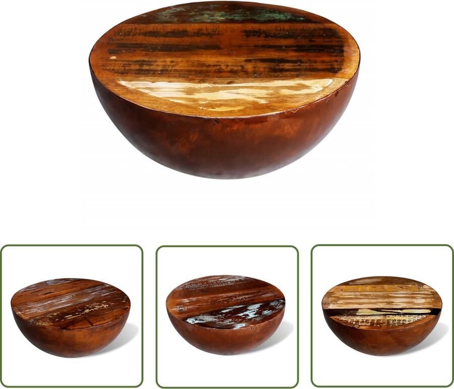 The Living Store Salontafel Exotisch Gerecycled Hout 60 x 28 cm Vintage Stijl Salontafel Houten Salontafel Retro Salontafel Vintage Salontafel Exotische Salontafel - Foto 4