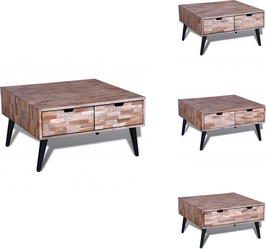 VidaXL Salontafel Salon Tafel Salon Tafels Salontafel met 4 lades gerecycled teakhout - Foto 2