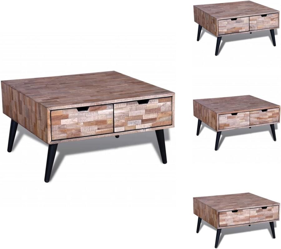 VidaXL Salontafel Salon Tafel Salon Tafels Salontafel met 4 lades gerecycled teakhout