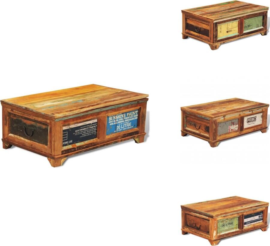 VidaXL Salontafel Salon Tafel Salon Tafels Salontafel met opbergruimte vintage stijl gerecycled hout